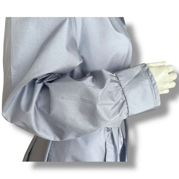 Totes Nylon Ice Blue long Raincoat Trench Coat with Belt, Hood. Women’s Size 10 - Picture 7 of 9